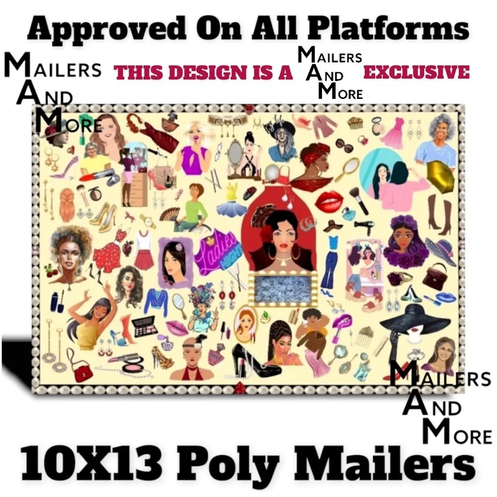 100 10X13 Fashion Makeup Girls Ladies Night Flat Poly Mailers PRICE IS FIRM - Picture 1 of 3